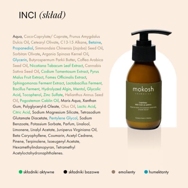 Mokosh lagogzacy lekki krem po goleniu zielona kawa z tabaka 90ml 4