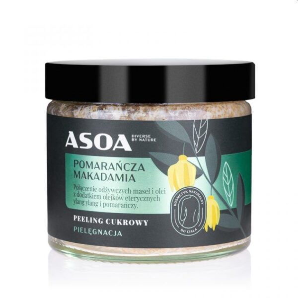 asoa – peeling cukrowy do ciała pomarańcza makadamia 250ml