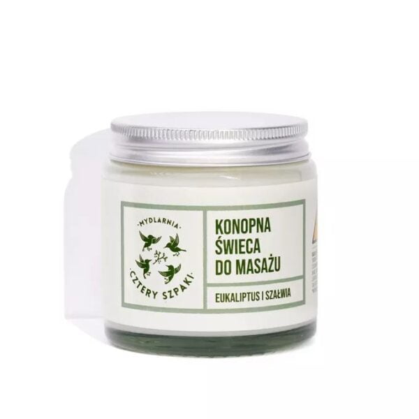 4 szpaki – konopna świeca do masażu eukaliptus i szałwia