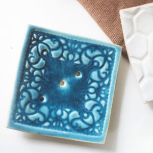 mydło stacja – mydelniczka ceramiczna turkusowa