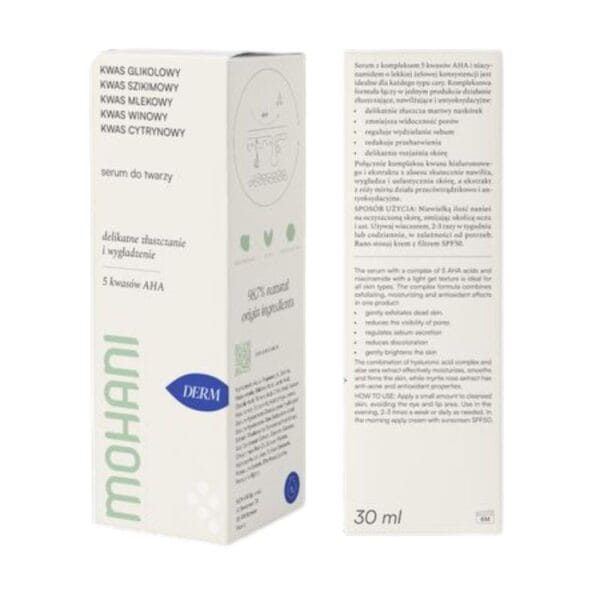 Mohani regenerujaco zluszczajace serum do twarzy 5 kwasow aha 30ml 3
