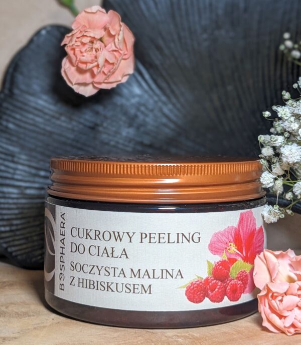 Bosphaera cukrowy peeling do ciala malina z hibiskusem 2