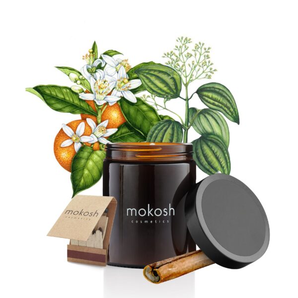 Mokosh swieca pomarancza z cynamonem