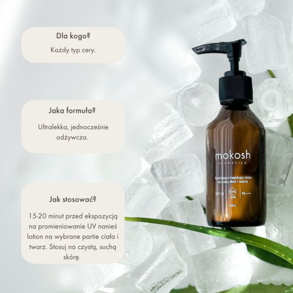 Mokosh nawilzajaco lagodzacy lotion do ciala dloni i twarzy spf 30 100ml 3